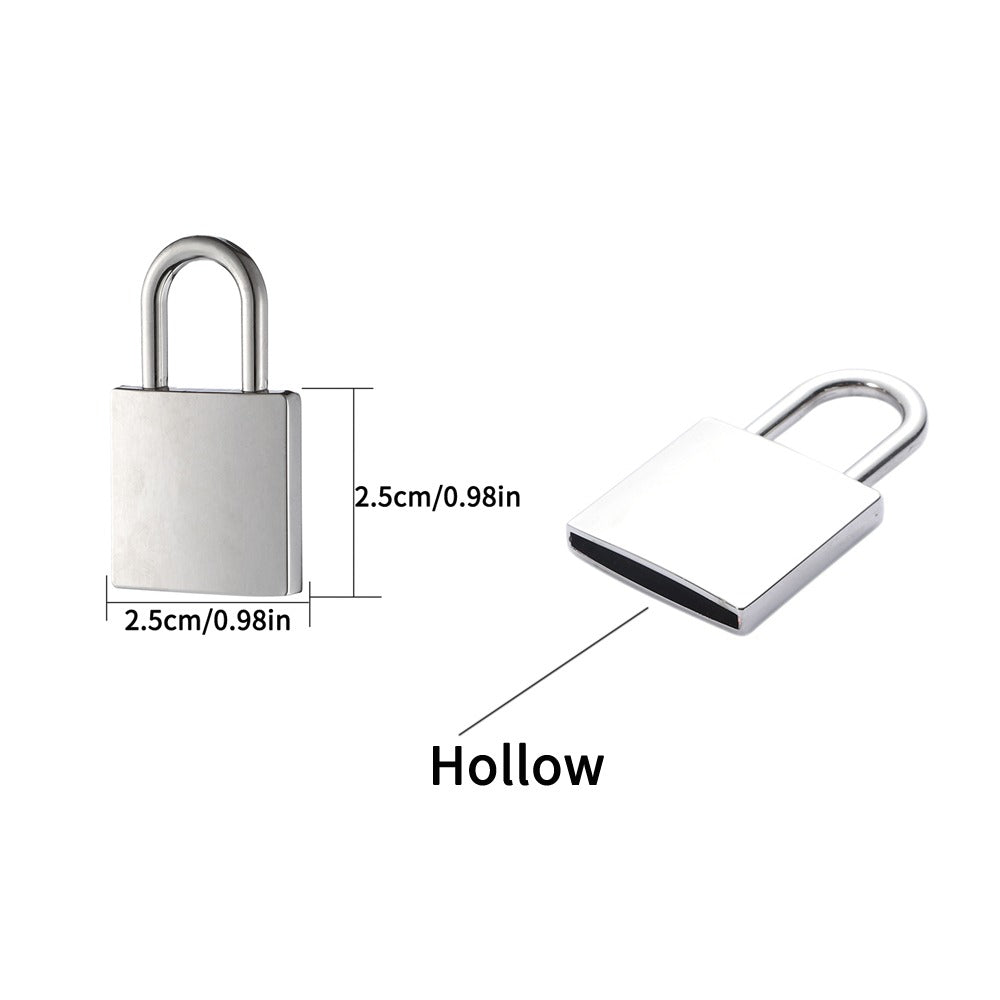 Gothic style hollow padlock, silver color, measuring 2.5cm/0.98in, perfect for waist chains and body jewelry.