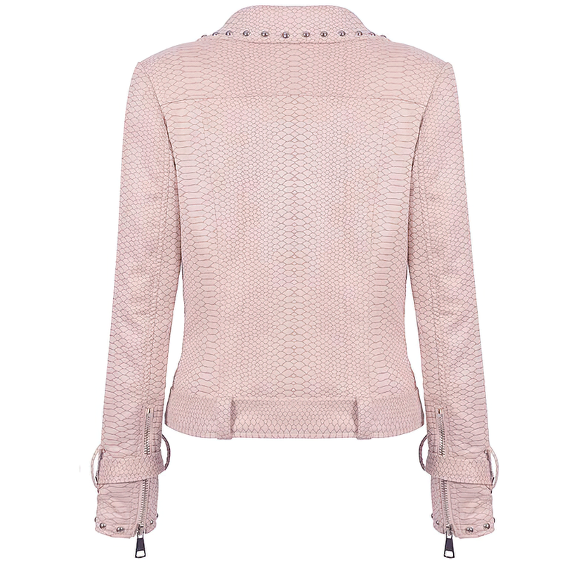 Women's Moto Biker Jacket / Rivet Adjustable Waist Leather Motorcycle Jacket - HARD'N'HEAVY