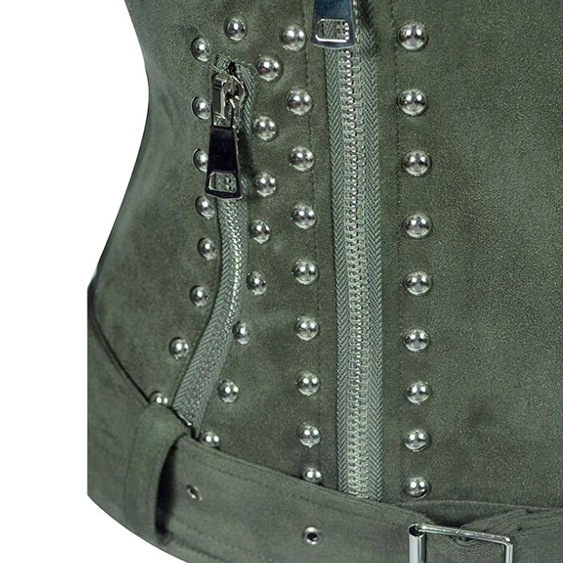 Women's Moto Biker Jacket / Rivet Adjustable Waist Leather Motorcycle Jacket - HARD'N'HEAVY