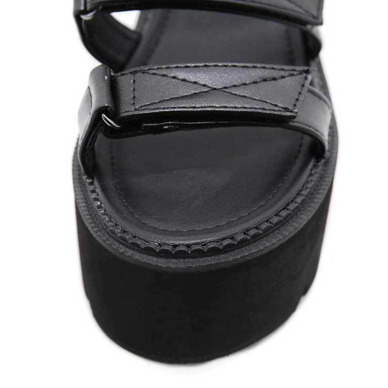 Women's Open Toe Punk Sandals / Female Summer Platform Shoes / Gothic Footwear In Black Colour - HARD'N'HEAVY