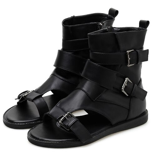 Women's PU Leather Gladiator Sandals in Rome Style / Alternative Fashion Solid Open Toe Sandals - HARD'N'HEAVY