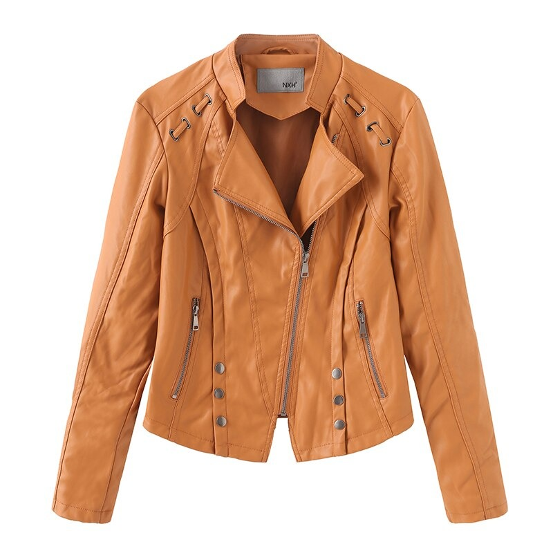 Women's PU Leather Jackets in Any Different Colors / Slim Soft Leather Biker Jackets - HARD'N'HEAVY