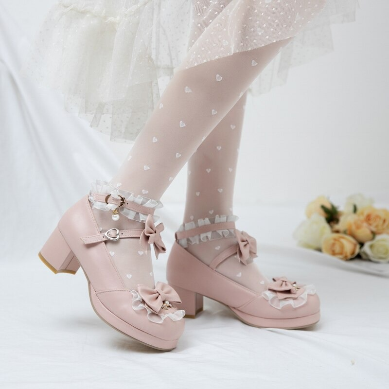 Women's Round Toe Sandals with a Bow Buckle / Cute Mary Jane's Cosplay Shoes - HARD'N'HEAVY