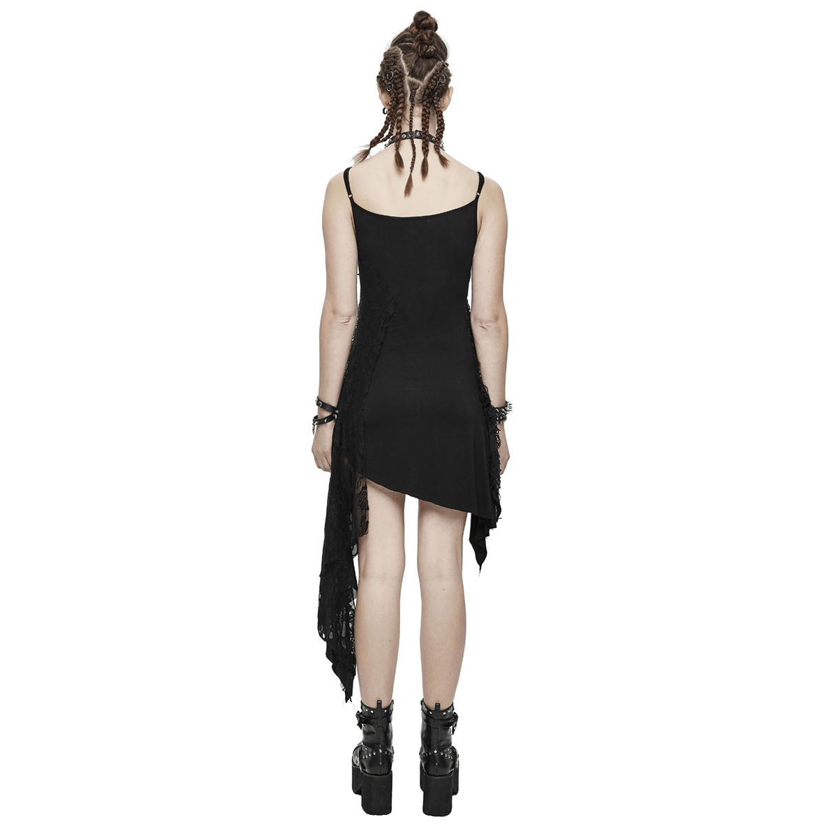 Women's Sexy Asymmetric Spliced Ripped Stripe Dress / Casual Sleeveless Short Dresses - HARD'N'HEAVY