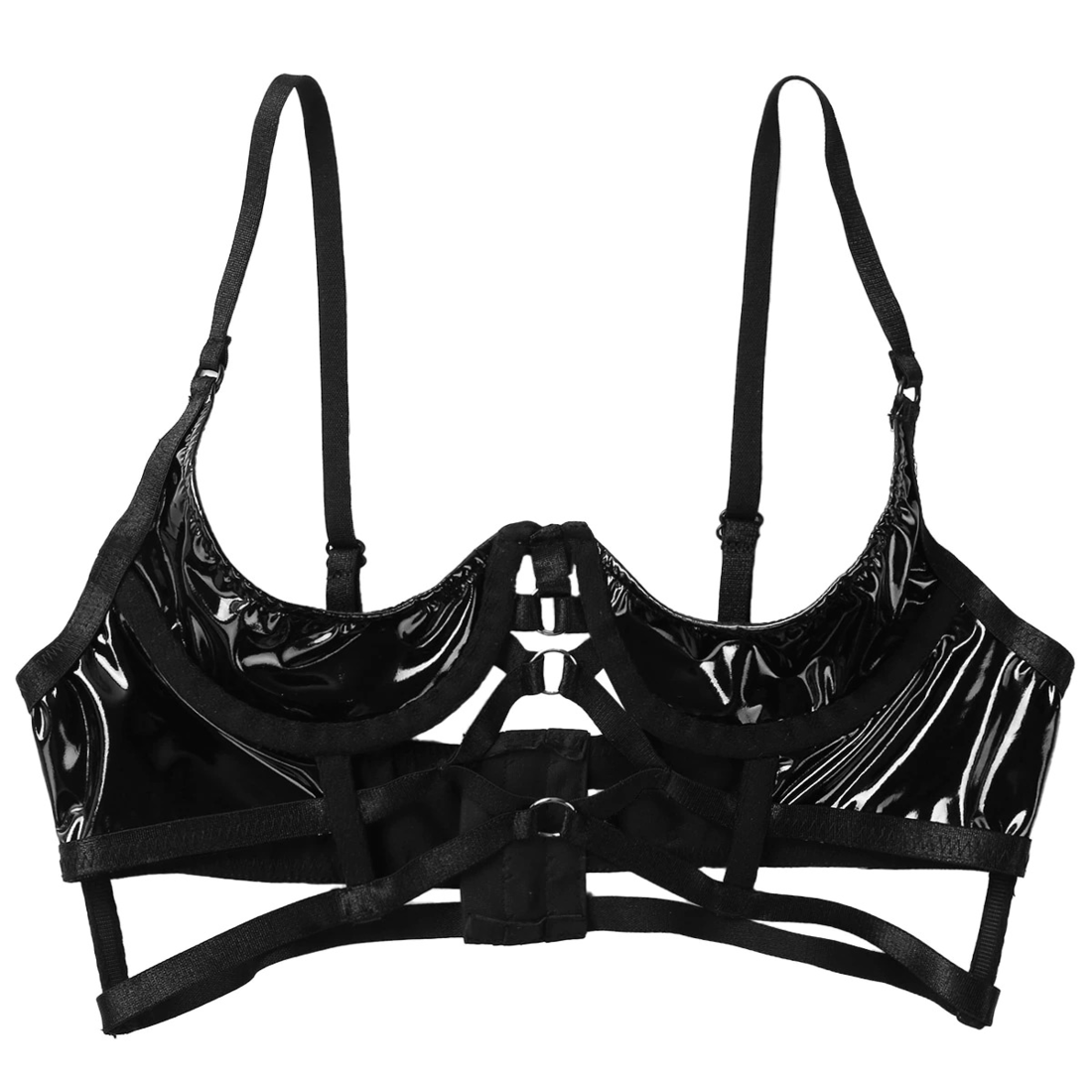 Women's Sexy Bustier with Open Cup / Adjustable Straps Erotic Bra in Black Color - HARD'N'HEAVY