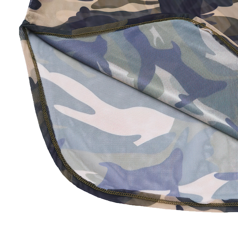 Close-up of the stylish camouflage fabric showcasing the unique military-inspired pattern and soft edges.