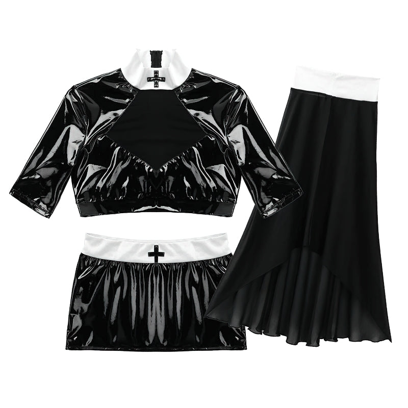 Women's Sexy Cosplay Costume Naughty Nun / Crop Top with Mini Skirt - HARD'N'HEAVY
