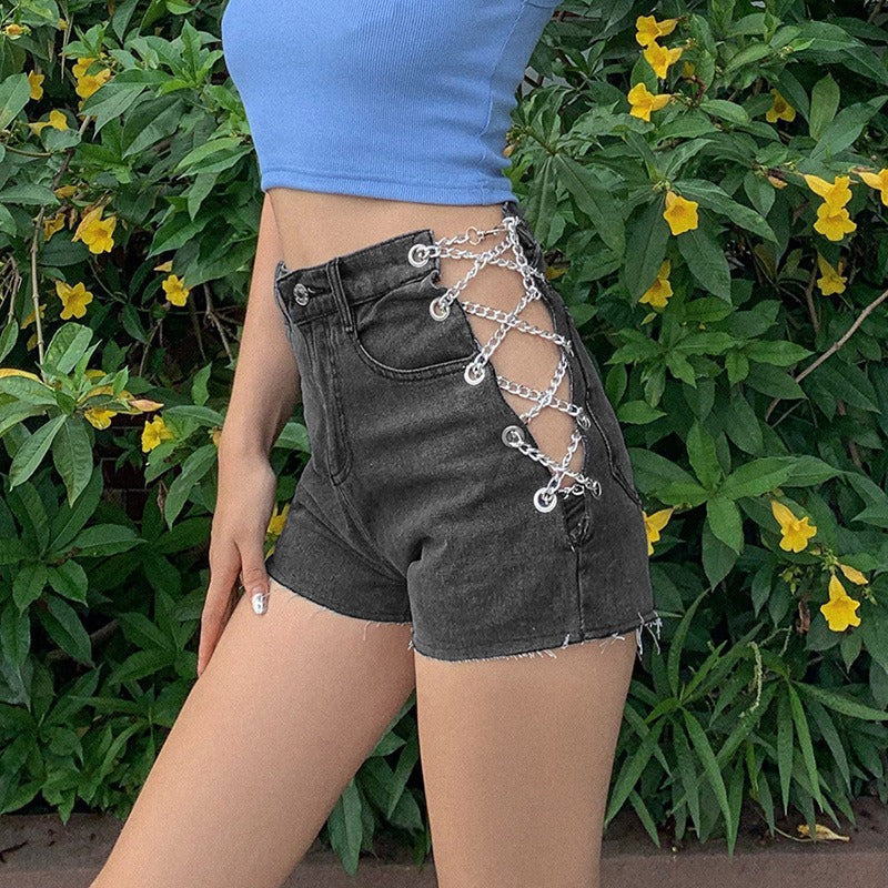 Women's Sexy High Waist Denim Shorts / Summer Fashion Streetwear in Rock Style - HARD'N'HEAVY