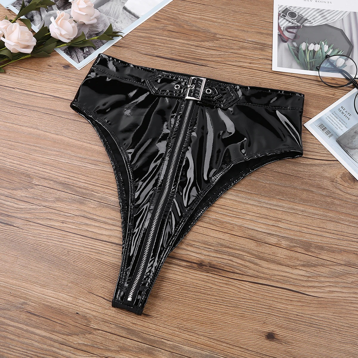 Women's Sexy High Waist Zipper Lingerie Bikini Briefs / Pole Dance Panties with Belt - HARD'N'HEAVY