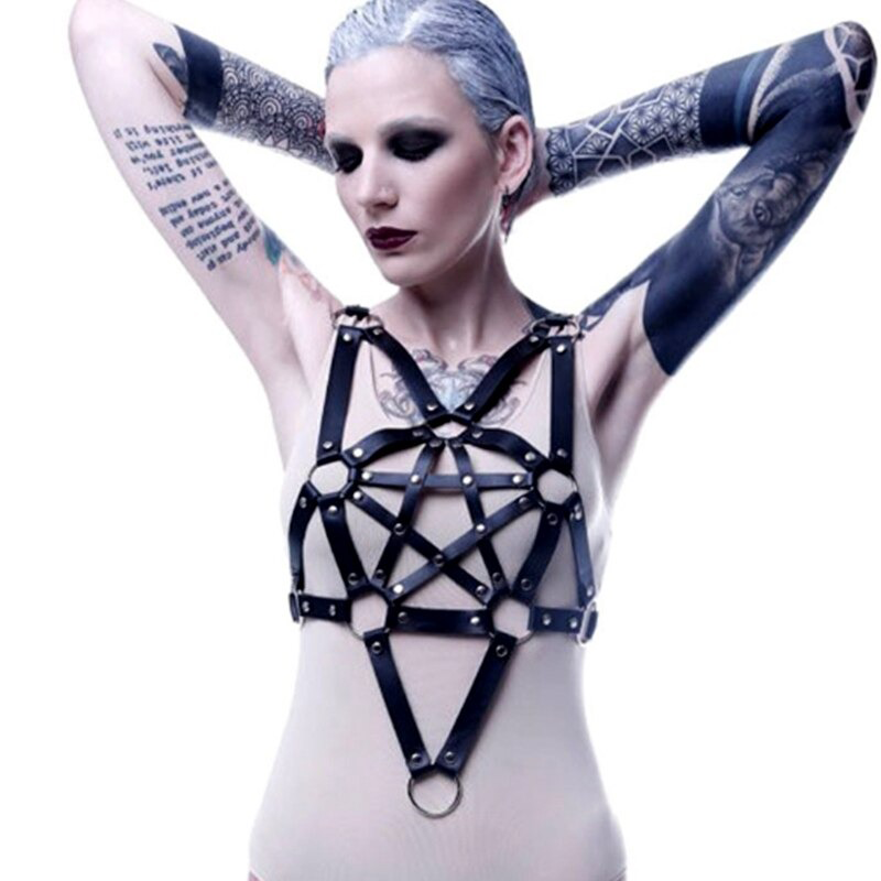 Women's Sexy Leather Body Harness / Fashion Gothic Party Body Necklace - HARD'N'HEAVY