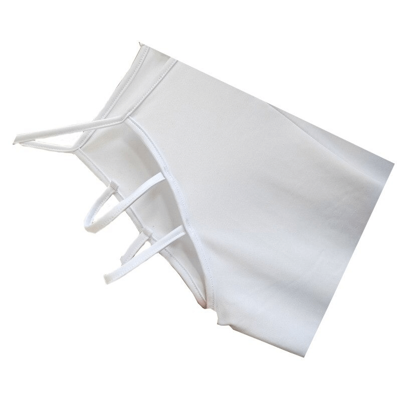 Women's white sleeveless top with stylish straps, perfect for a trendy outfit.