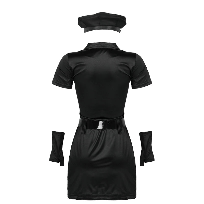 Women's Sexy Police Officer Costume / Mini Dress with Hat and Badge Cuffs - HARD'N'HEAVY