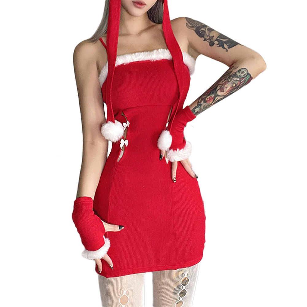 Women's Sexy Short Dress / Females Sleeveless Christmas Dress / Gothic Backless Dress For Girl - HARD'N'HEAVY