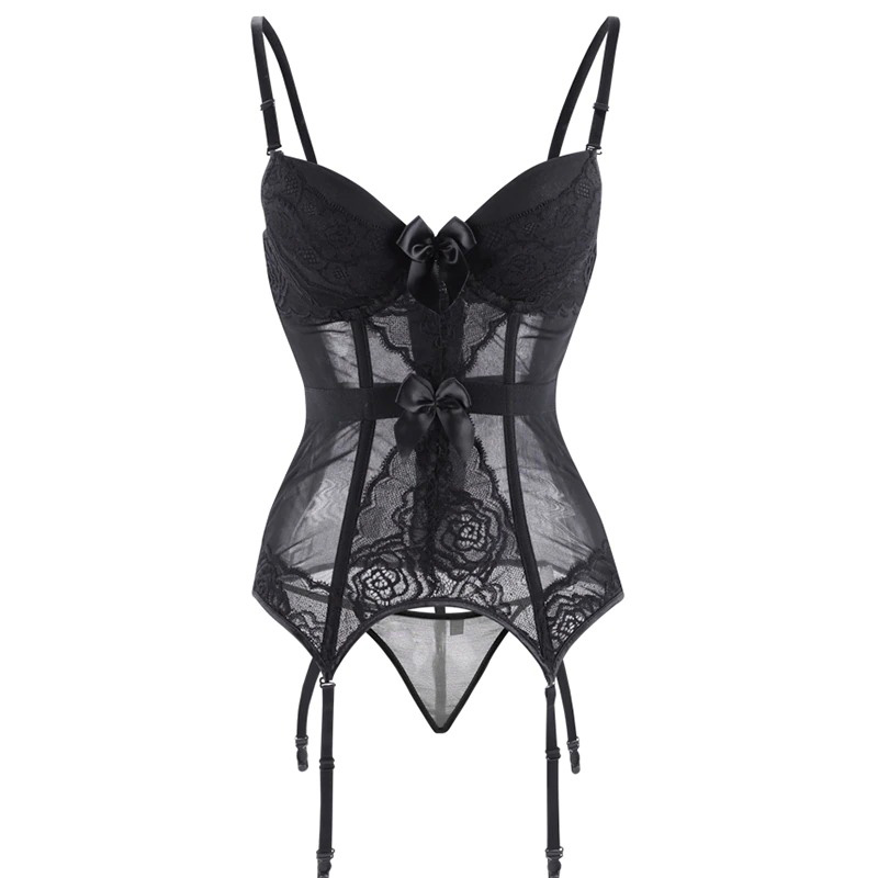 Women's Sexy Transparent Lingerie / Corsets And Bustiers With G String and Adjustable Straps - HARD'N'HEAVY