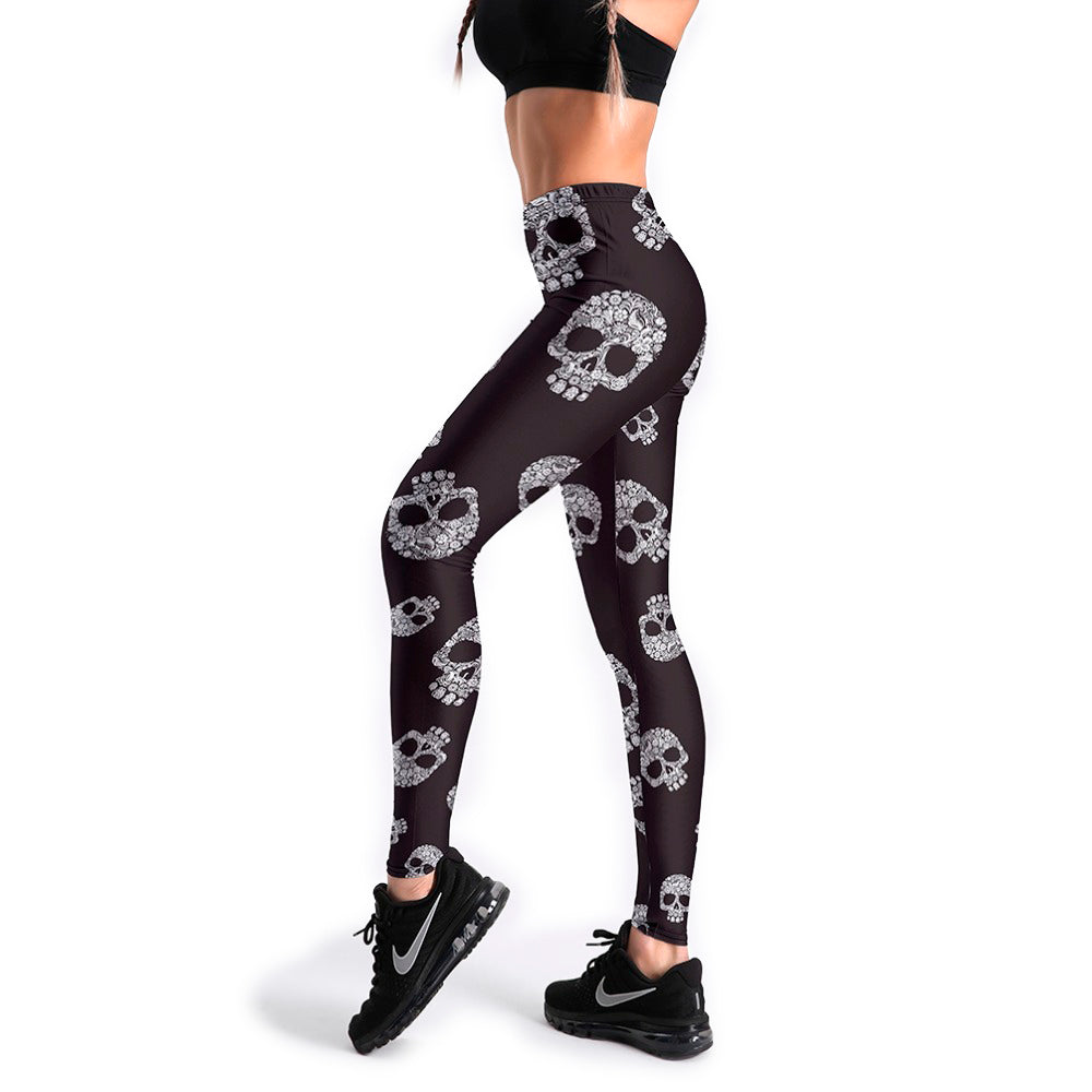 Women's Skull Printed Plus Size Leggings / Fitness Pants for Rock Chick - HARD'N'HEAVY