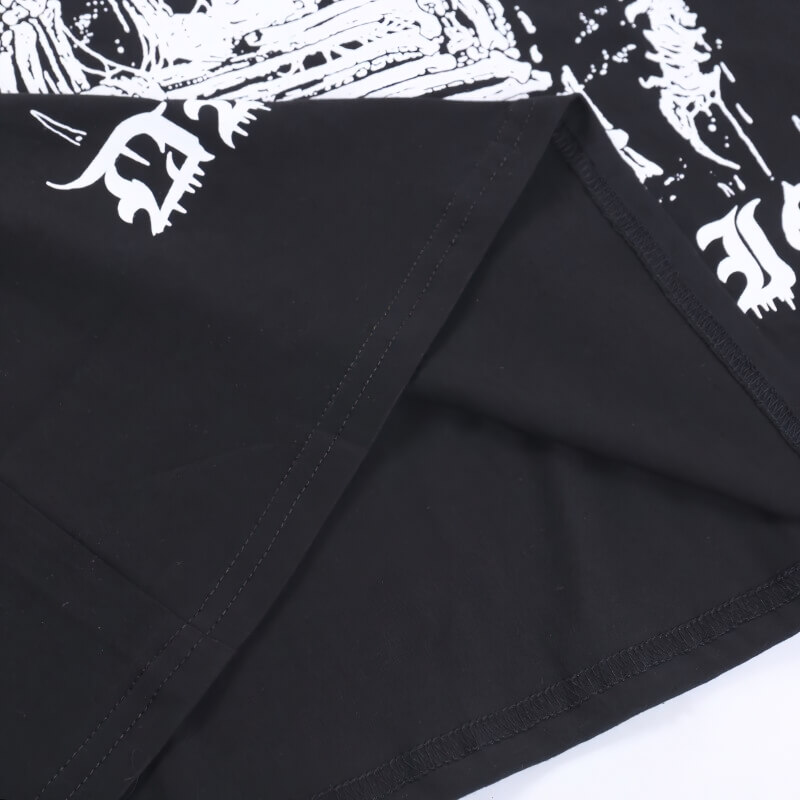 Women's Skulls Printed Loose T-Shirt / Goth Black Short Sleeves Oversized T-Shirts - HARD'N'HEAVY