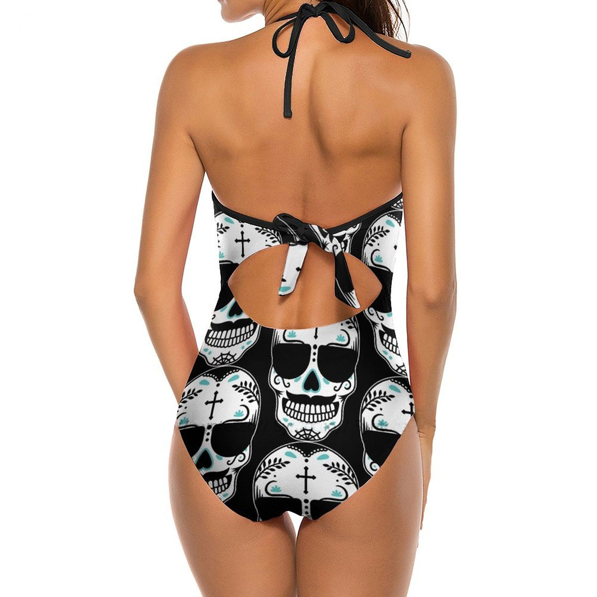 Women's Sleeveless One-piece Swimsuit with Skull / Swimwear Bodysuit with 3D Print - HARD'N'HEAVY