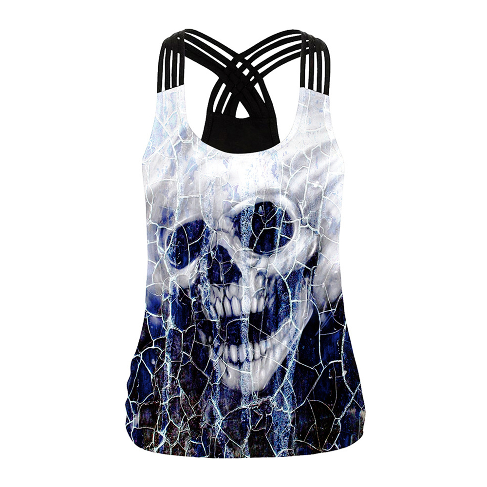 Women's Sleeveless Tank Top with Skull and Rose / Tank tops for Women in Rock Style - HARD'N'HEAVY