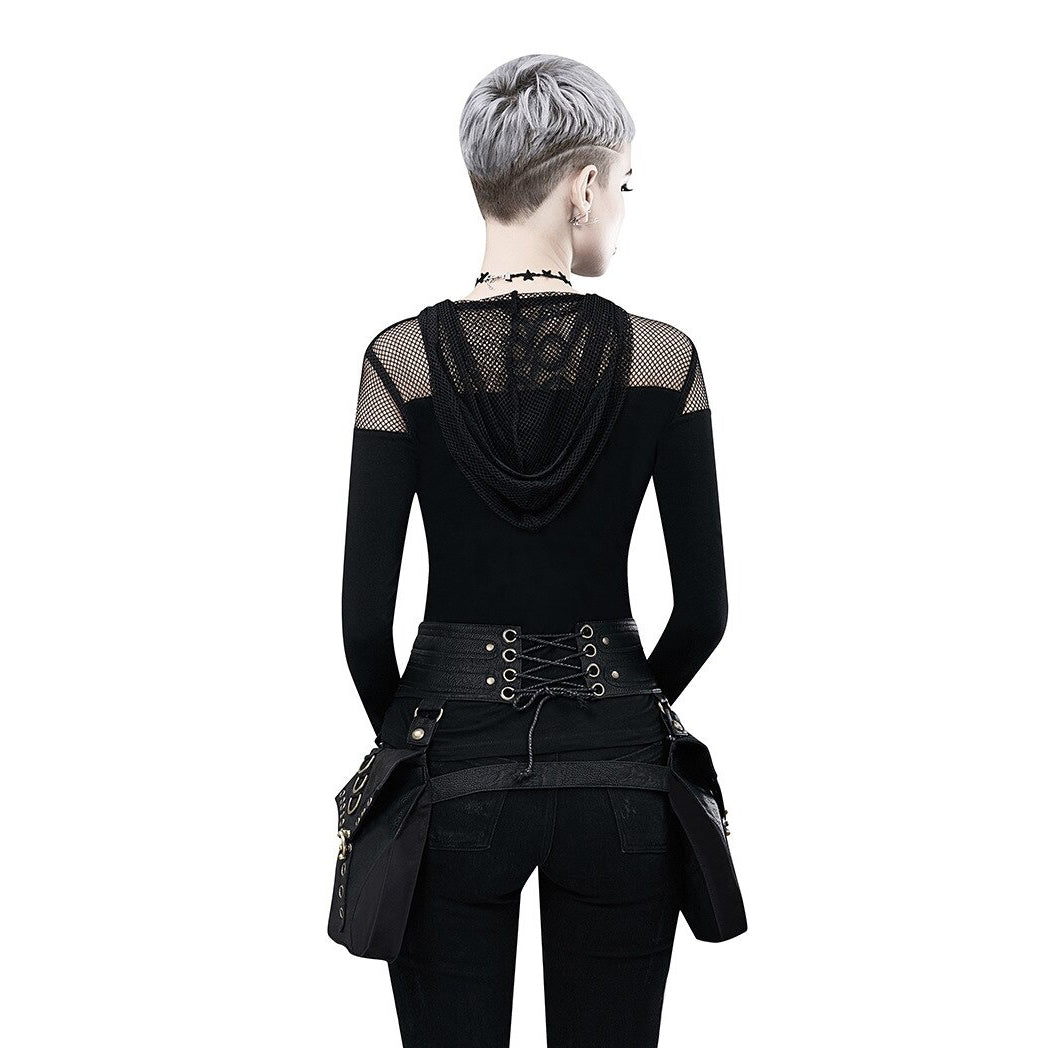 Women's Steampunk PU Leather Black Backpack / Designer Motorcycle Waist Bag - HARD'N'HEAVY