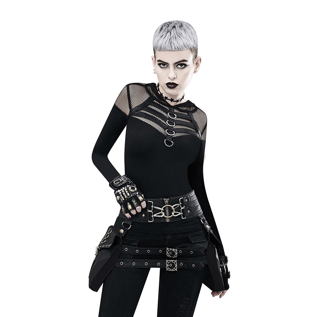 Women's Steampunk PU Leather Black Backpack / Designer Motorcycle Waist Bag - HARD'N'HEAVY