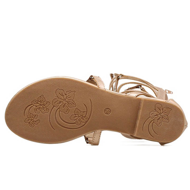 Sole view of stylish women's summer fashion sandals, featuring floral design and comfortable fit.