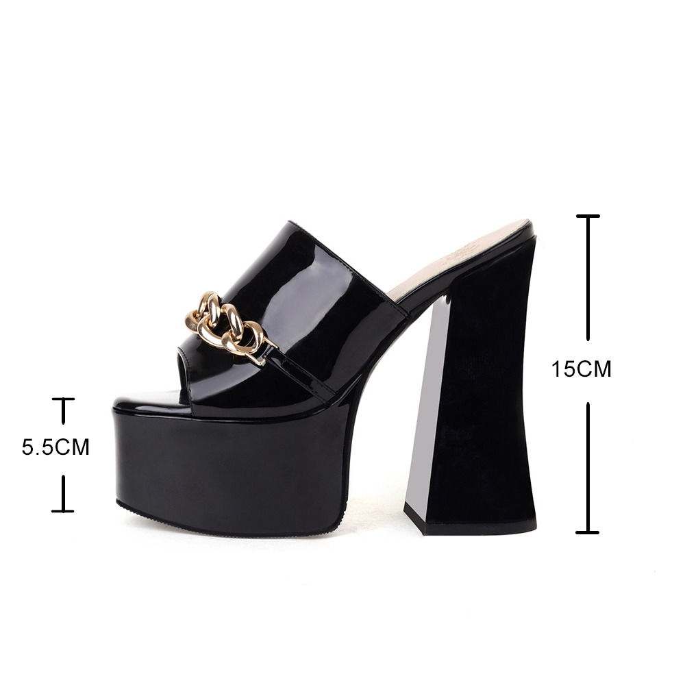 Women's Summer Peep-Toe High Heels Slippers / Sexy Platform Party Shoes With Chain - HARD'N'HEAVY
