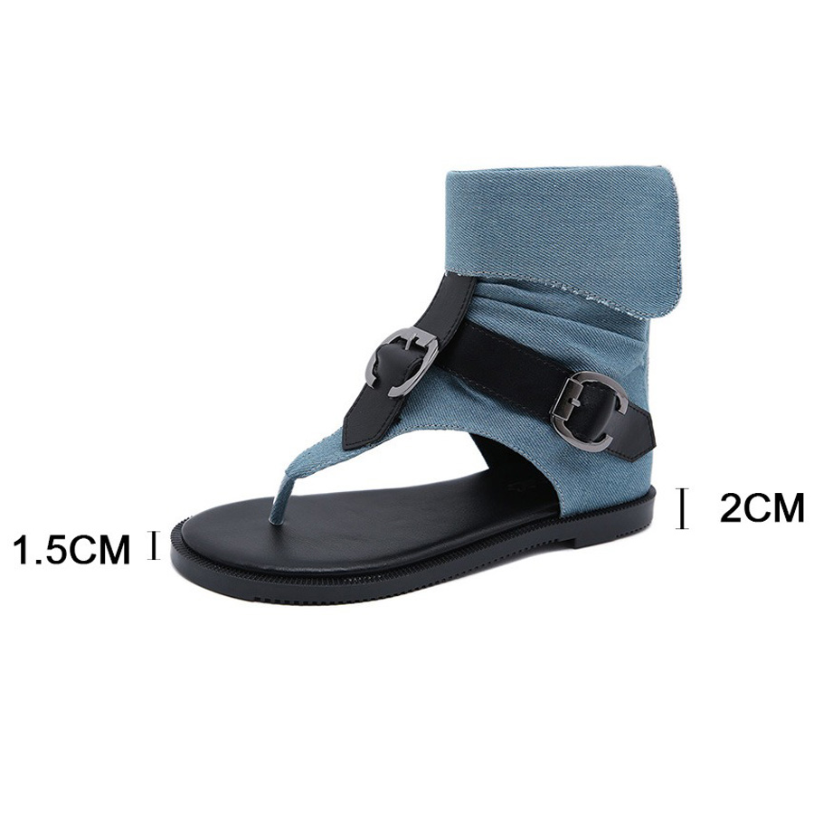 Stylish blue gladiator flip flop sandals with ankle strap, perfect for summer fashion.