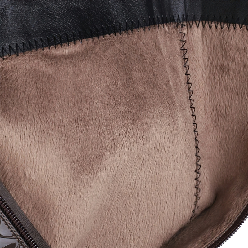 Close-up of the soft, plush lining inside women's super high heel platform boots for added comfort and style.