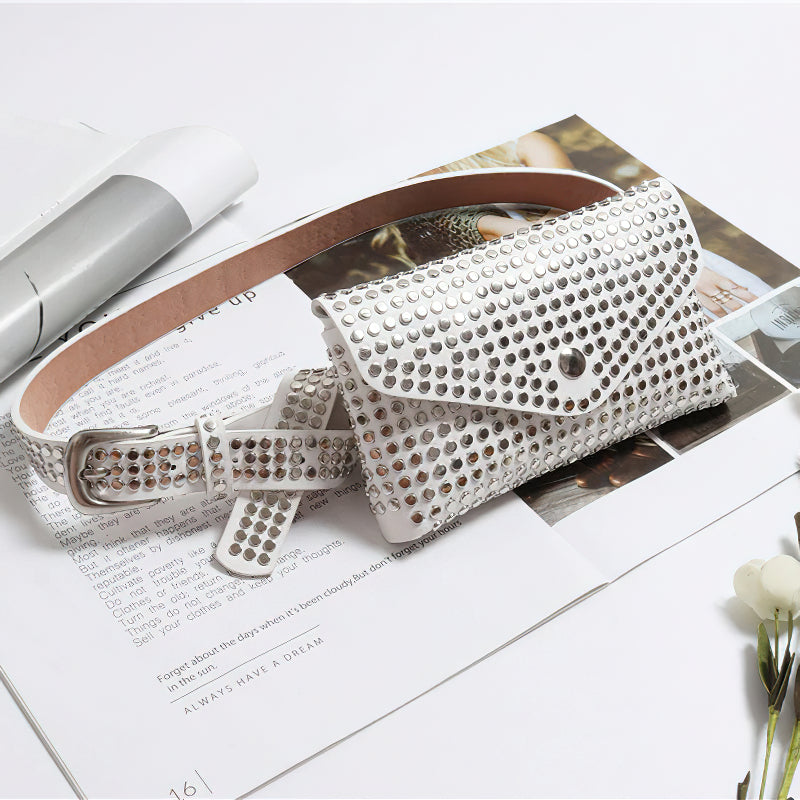 Women's Waist Pu Leather Rivet Purse / Ladies Fashion Fanny Pack / Female Belly Bags - HARD'N'HEAVY