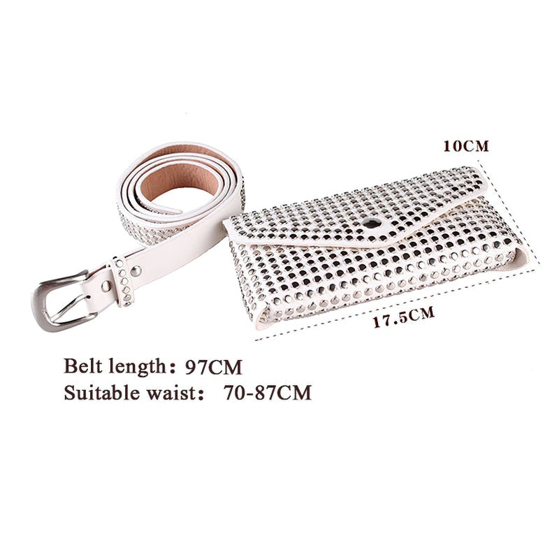 Women's Waist Pu Leather Rivet Purse / Ladies Fashion Fanny Pack / Female Belly Bags - HARD'N'HEAVY