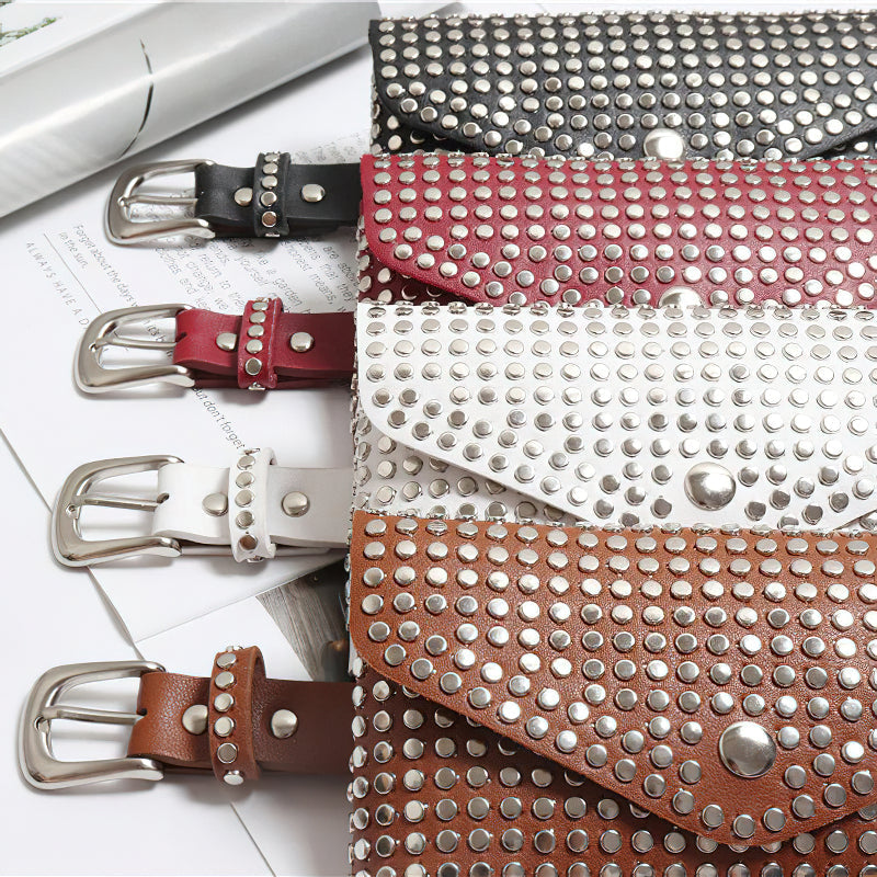 Women's Waist Pu Leather Rivet Purse / Ladies Fashion Fanny Pack / Female Belly Bags - HARD'N'HEAVY