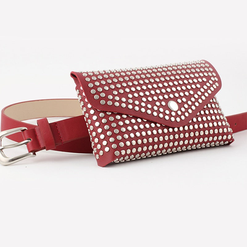 Women's Waist Pu Leather Rivet Purse / Ladies Fashion Fanny Pack / Female Belly Bags - HARD'N'HEAVY