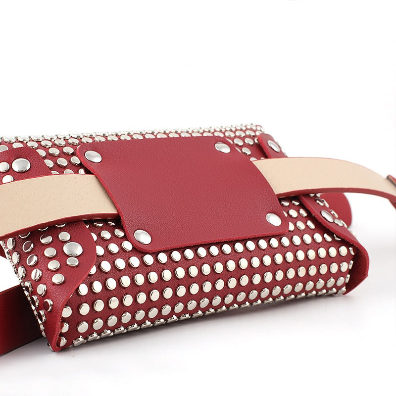 Women's Waist Pu Leather Rivet Purse / Ladies Fashion Fanny Pack / Female Belly Bags - HARD'N'HEAVY