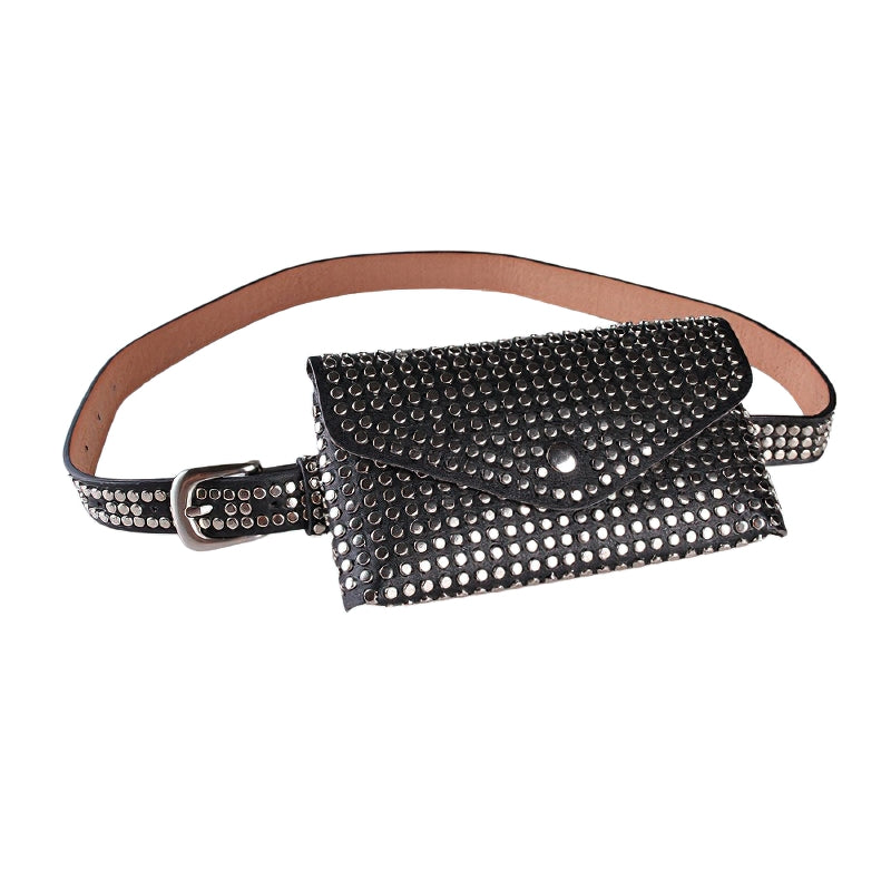 Women's Waist Pu Leather Rivet Purse / Ladies Fashion Fanny Pack / Female Belly Bags - HARD'N'HEAVY
