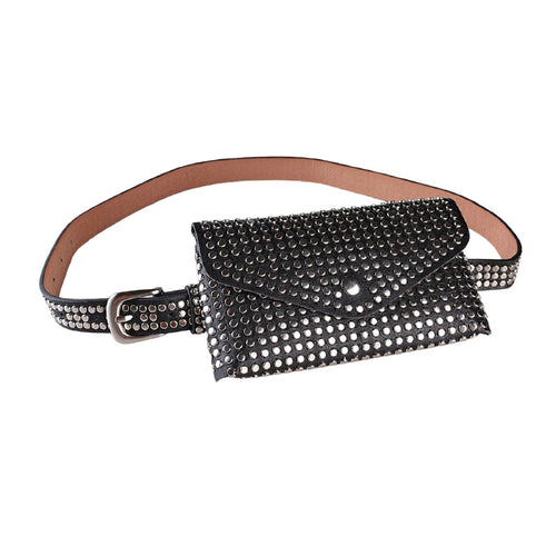Sac à main rivet en cuir PU taille femme / sac banane mode dames / sacs de ventre féminins 