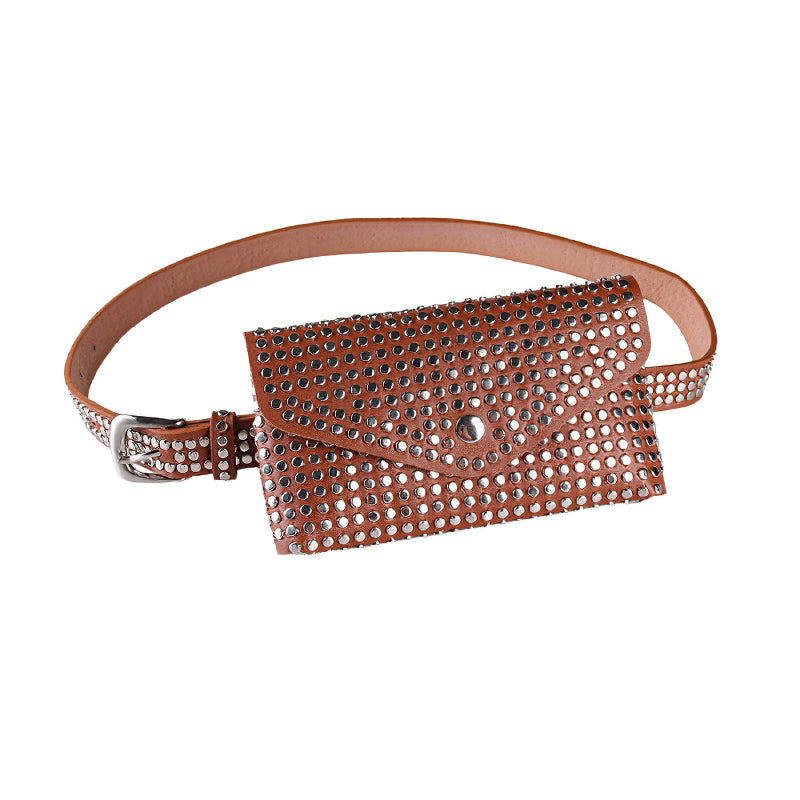 Women's Waist Pu Leather Rivet Purse / Ladies Fashion Fanny Pack / Female Belly Bags - HARD'N'HEAVY