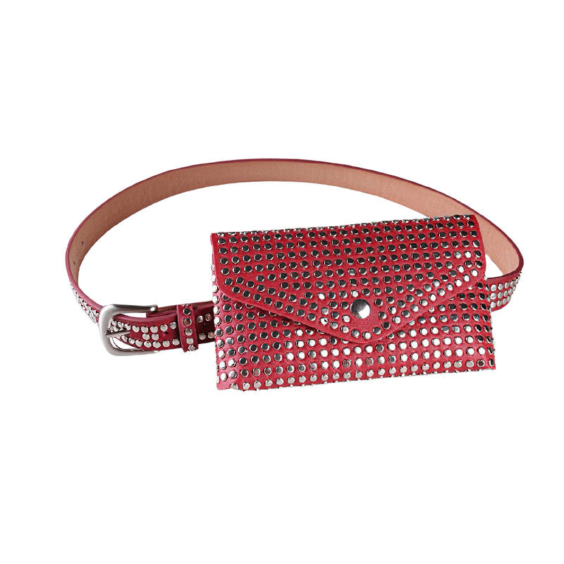 Women's Waist Pu Leather Rivet Purse / Ladies Fashion Fanny Pack / Female Belly Bags - HARD'N'HEAVY