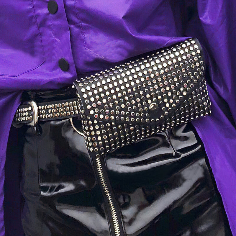 Women's Waist Pu Leather Rivet Purse / Ladies Fashion Fanny Pack / Female Belly Bags - HARD'N'HEAVY