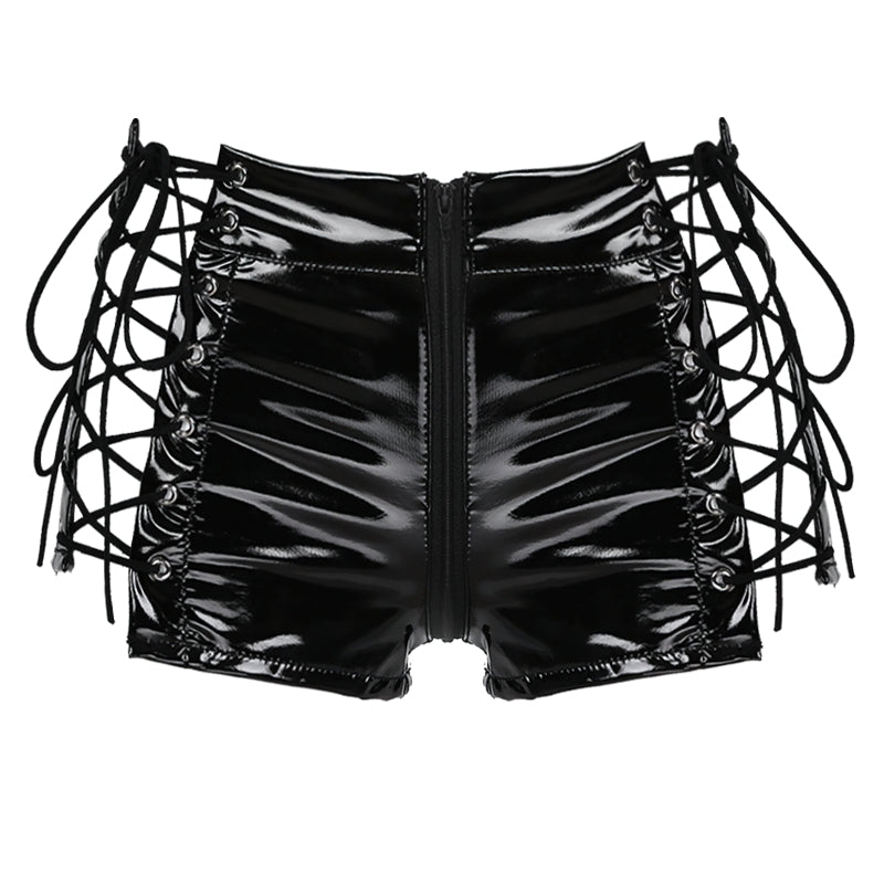 Women's Wet Look Sexy Mini Shorts / Low Rise Shorts With Patent Leather - HARD'N'HEAVY