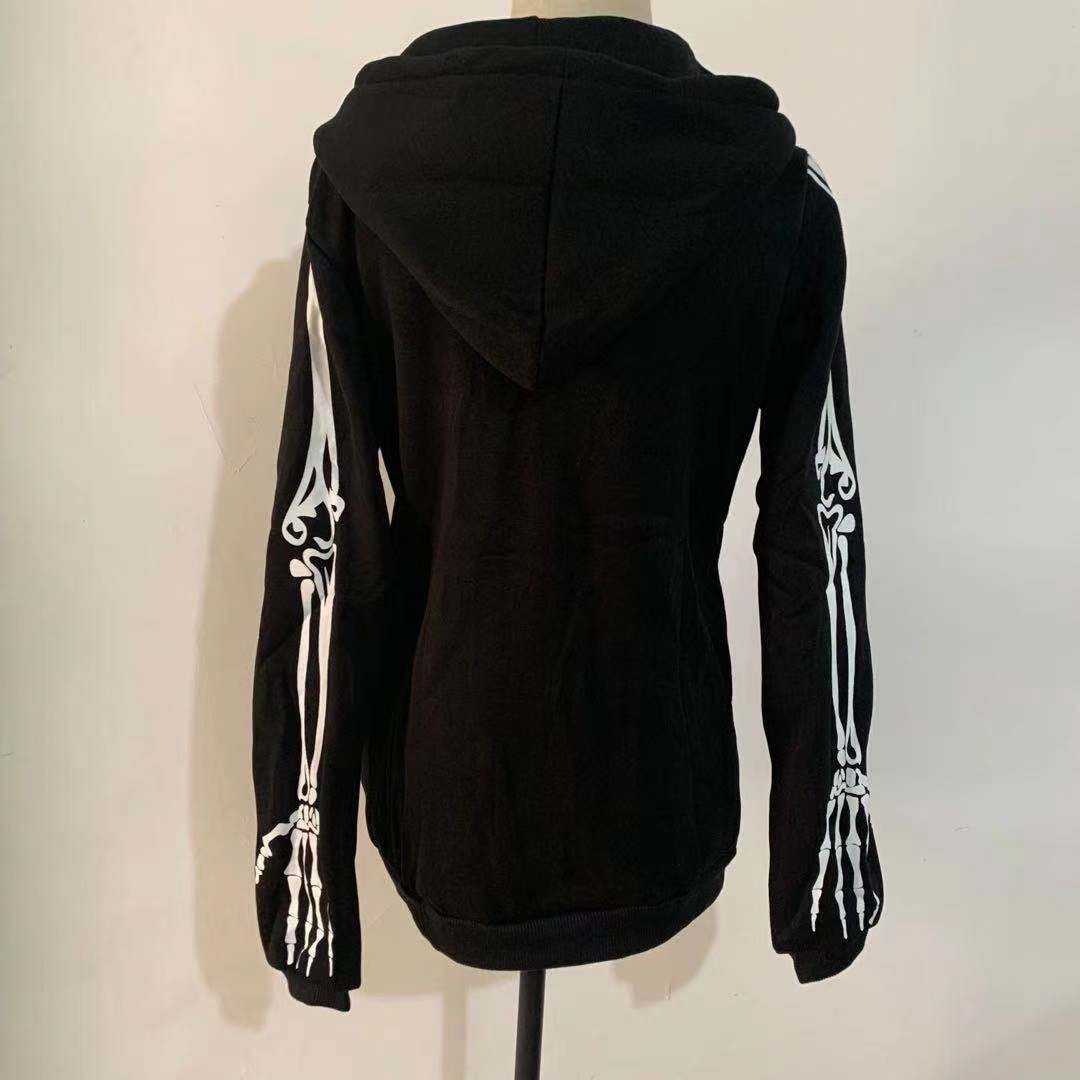 Women's Zipper Hooded Sweatshirt / Black Long Sleeve Fleece Hoodies / Loose Female Clothing - HARD'N'HEAVY