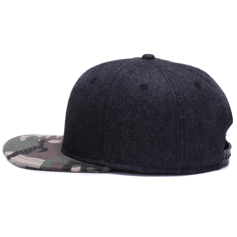 Wool snapback baseball caps in Rock Punk style / Warm hats flat brim for men and women - HARD'N'HEAVY