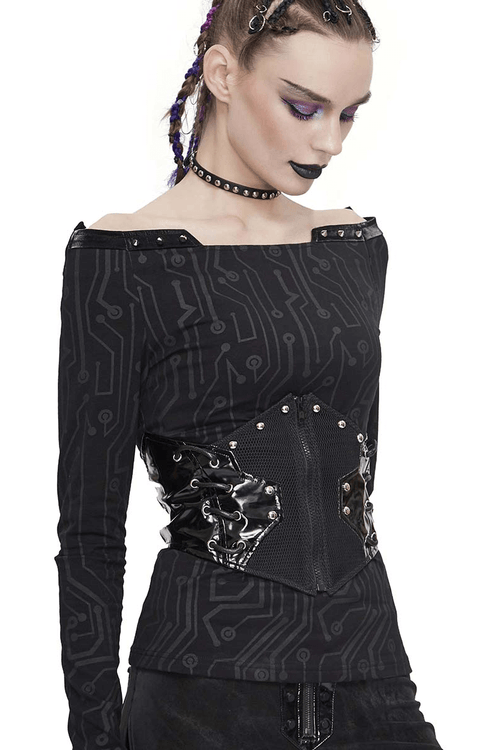 Woven Black Riveted Corset Belts for Women / Steampunk Style Clothing Accessories